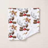 Reindeer Puzzled Funny Kerstpersonage Bad Handdoek (Wasdoekje)
