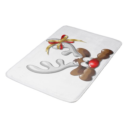 Reindeer Puzzled Funny Kerstpersonage Badmat (Gekanteld)