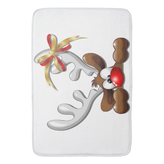 Reindeer Puzzled Funny Kerstpersonage Badmat (Voorkant Verticaal)