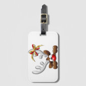 Reindeer Puzzled Funny Kerstpersonage Bagagelabel (Voorkant (verticaal))
