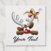 Reindeer Puzzled Funny Kerstpersonage Bedankjes Labels (Achterkant)
