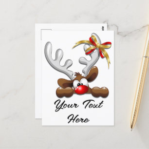 Reindeer Puzzled Funny Kerstpersonage Briefkaart