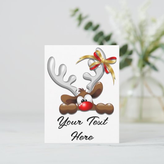 Reindeer Puzzled Funny Kerstpersonage Briefkaart (Staand voorkant)