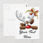 Reindeer Puzzled Funny Kerstpersonage Briefkaart (Voorkant / Achterkant)