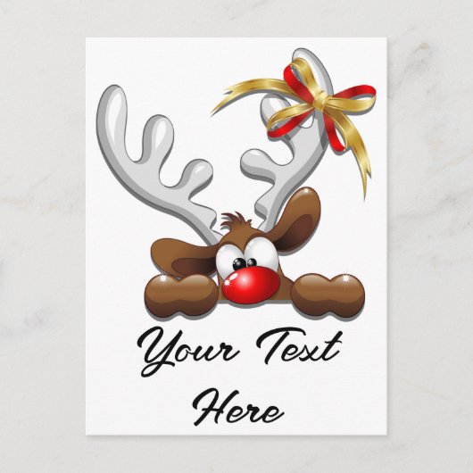 Reindeer Puzzled Funny Kerstpersonage Briefkaart (Voorkant)