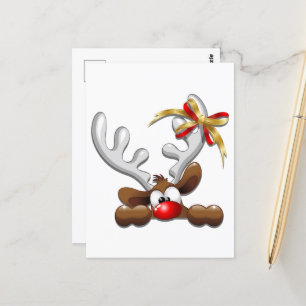 Reindeer Puzzled Funny Kerstpersonage Briefkaart