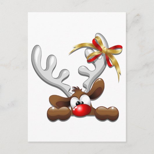 Reindeer Puzzled Funny Kerstpersonage Briefkaart (Voorkant)