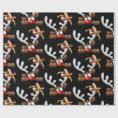 Reindeer Puzzled Funny Kerstpersonage Cadeaupapier (Vlak)
