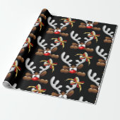 Reindeer Puzzled Funny Kerstpersonage Cadeaupapier (Uitgerold)