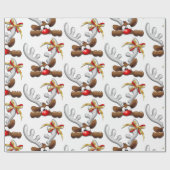 Reindeer Puzzled Funny Kerstpersonage Cadeaupapier (Vlak)