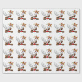 Reindeer Puzzled Funny Kerstpersonage Cadeaupapier (Vlak)