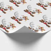 Reindeer Puzzled Funny Kerstpersonage Cadeaupapier (Hoek)