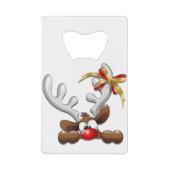 Reindeer Puzzled Funny Kerstpersonage Creditkaart Flessenopener (Voorkant)