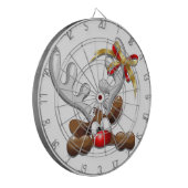 Reindeer Puzzled Funny Kerstpersonage Dartbord (Voorkant Links)