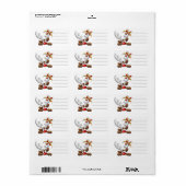 Reindeer Puzzled Funny Kerstpersonage Etiket (Full Sheet)