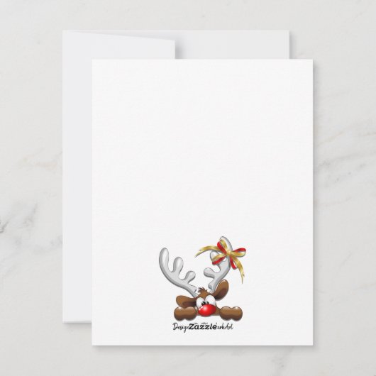Reindeer Puzzled Funny Kerstpersonage Feestdagenkaart (Achterkant)