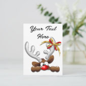 Reindeer Puzzled Funny Kerstpersonage Feestdagenkaart (Staand voorkant)
