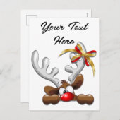 Reindeer Puzzled Funny Kerstpersonage Feestdagenkaart (Voorkant / Achterkant)