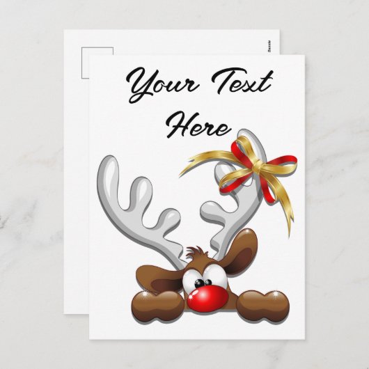 Reindeer Puzzled Funny Kerstpersonage Feestdagenkaart (Voorkant / Achterkant)