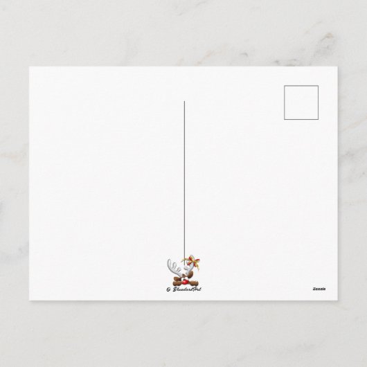 Reindeer Puzzled Funny Kerstpersonage Feestdagenkaart (Achterkant)