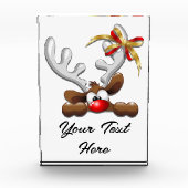 Reindeer Puzzled Funny Kerstpersonage Fotoblokken (Voorkant)