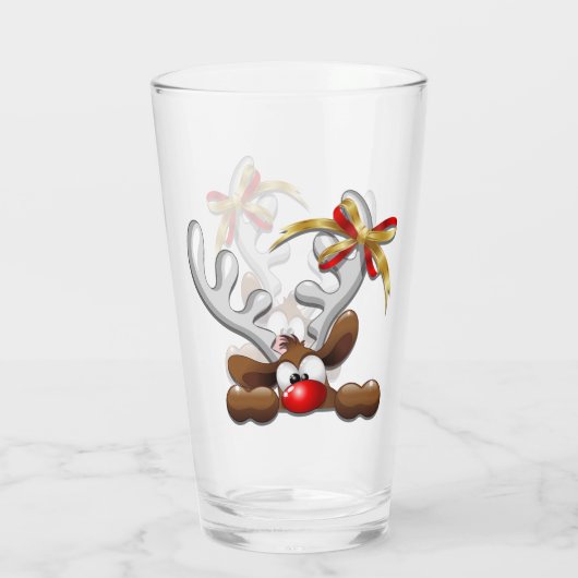 Reindeer Puzzled Funny Kerstpersonage Glas (Achterkant)