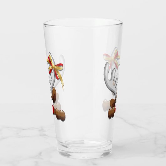 Reindeer Puzzled Funny Kerstpersonage Glas (Rechts)