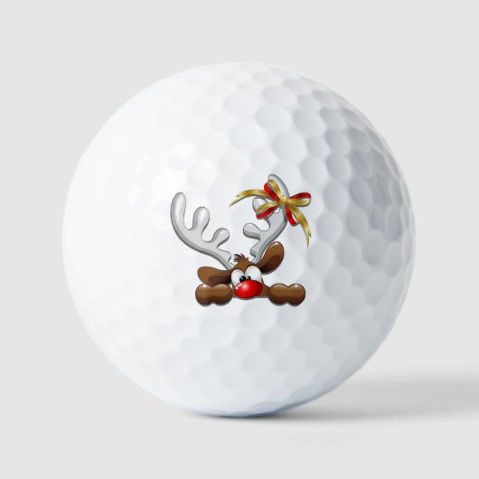 Reindeer Puzzled Funny Kerstpersonage Golfballen (Voorkant)