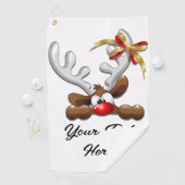 Reindeer Puzzled Funny Kerstpersonage Golfhanddoek (Insitu)