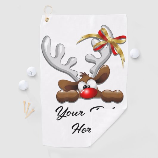Reindeer Puzzled Funny Kerstpersonage Golfhanddoek (Insitu)