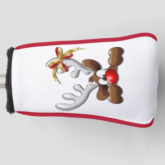 Reindeer Puzzled Funny Kerstpersonage Golfheadcover (Voorkant)
