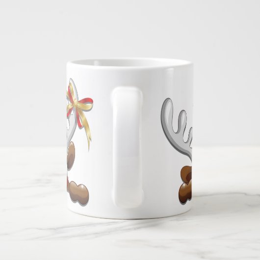 Reindeer Puzzled Funny Kerstpersonage Grote Koffiekop (Achterkant)