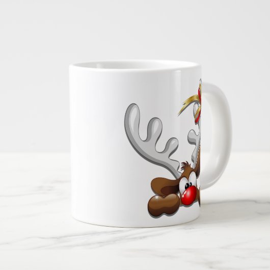Reindeer Puzzled Funny Kerstpersonage Grote Koffiekop (Voorkant rechts)