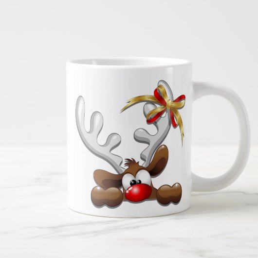 Reindeer Puzzled Funny Kerstpersonage Grote Koffiekop (Rechts)