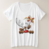 Reindeer Puzzled Funny Kerstpersonage Grote Maat T-shirt (Design voorkant)