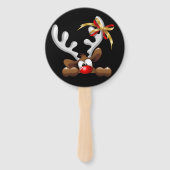 Reindeer Puzzled Funny Kerstpersonage Handwaaier (Achterkant)