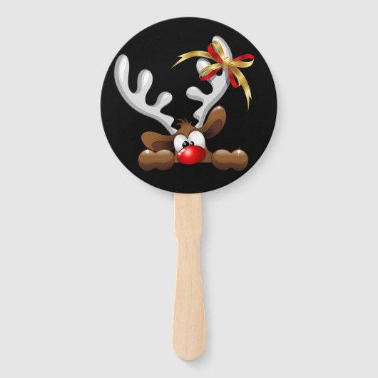 Reindeer Puzzled Funny Kerstpersonage Handwaaier (Achterkant)