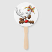 Reindeer Puzzled Funny Kerstpersonage Handwaaier (Voorkant)