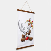Reindeer Puzzled Funny Kerstpersonage Hangend Wandkleed (Gebogen)