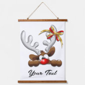 Reindeer Puzzled Funny Kerstpersonage Hangend Wandkleed (Voorkant)