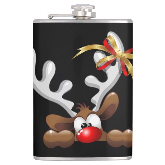 Reindeer Puzzled Funny Kerstpersonage Heupfles (Voorkant)