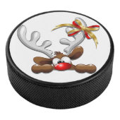 Reindeer Puzzled Funny Kerstpersonage Hockey Puck (3/4)