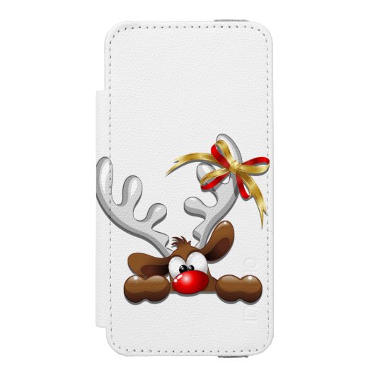 Reindeer Puzzled Funny Kerstpersonage Incipio iPhone Portemonnee Hoesje (Voorkant Agenda)