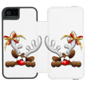 Reindeer Puzzled Funny Kerstpersonage Incipio iPhone Portemonnee Hoesje (Agenda Open)