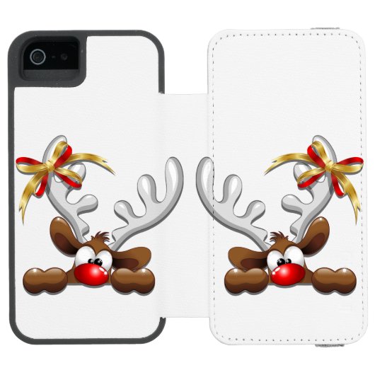 Reindeer Puzzled Funny Kerstpersonage Incipio iPhone Portemonnee Hoesje (Agenda Open)