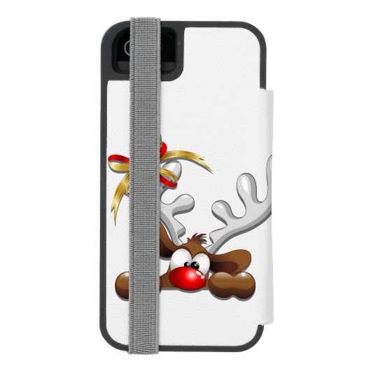 Reindeer Puzzled Funny Kerstpersonage Incipio iPhone Portemonnee Hoesje (Agenda Achterkant)
