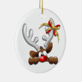 Reindeer Puzzled Funny Kerstpersonage Keramisch Ornament (Rechts)