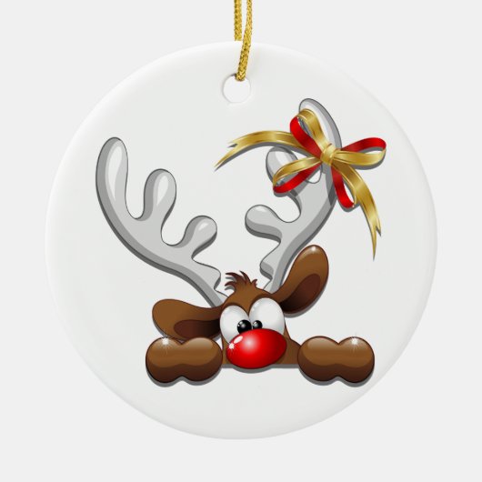 Reindeer Puzzled Funny Kerstpersonage Keramisch Ornament (Voorkant)