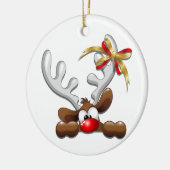 Reindeer Puzzled Funny Kerstpersonage Keramisch Ornament (Links)