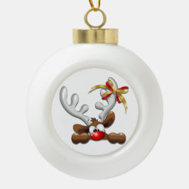 Reindeer Puzzled Funny Kerstpersonage Keramische Bal Ornament